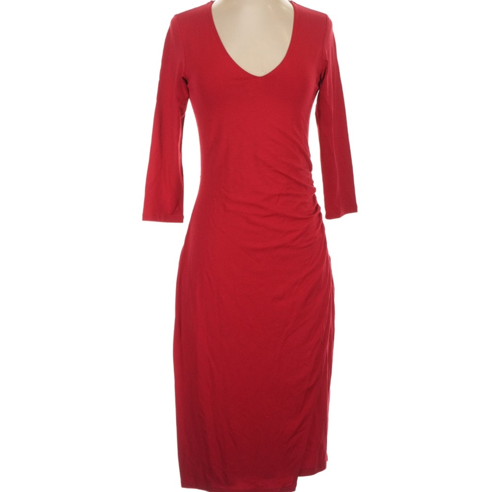 New Pure Collection Vibrant Red 3/4 Long Sleeve Dress sz 8 10 US knit midi